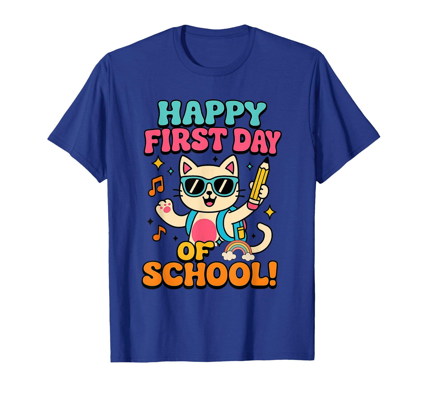 Cute Cat Happy First Day of School Back To School T-Shirt