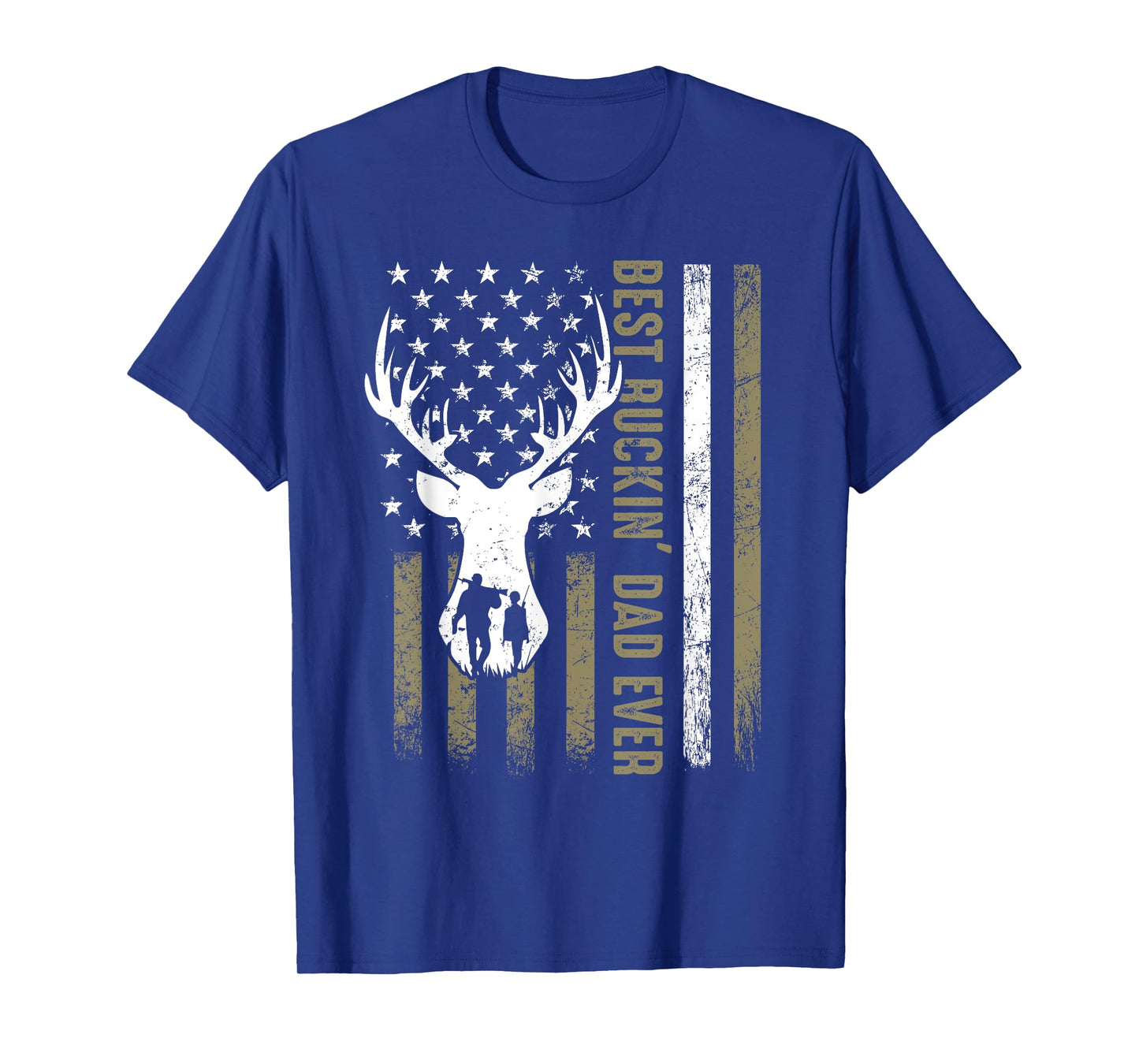 Best Buckin' Dad Ever Deer Hunting Fathers Day American Flag T-Shirt for Women Men