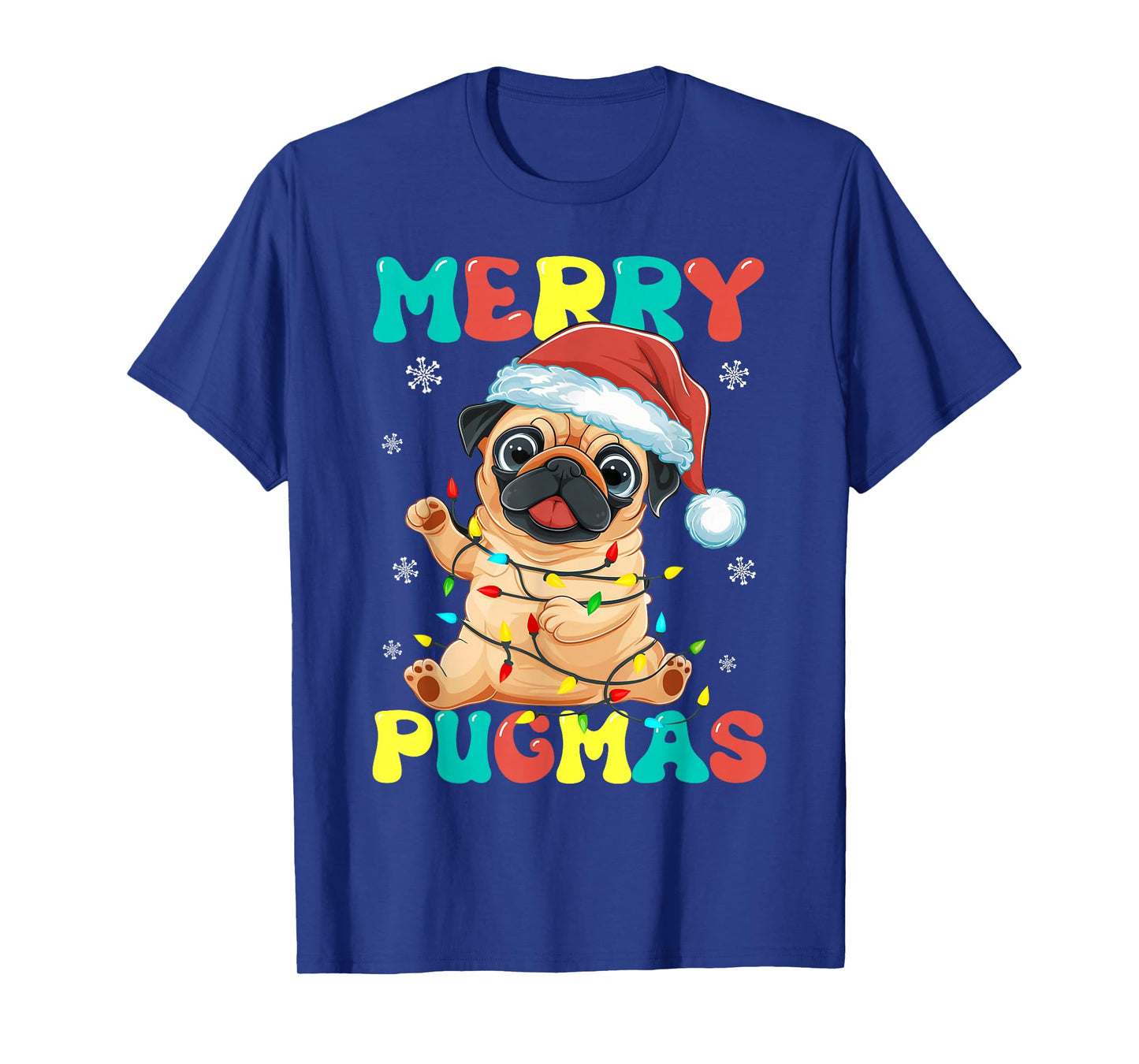 Merry Pugmas Pug Christmas Santa Pug Xmas Lights Dog Lover T-Shirt