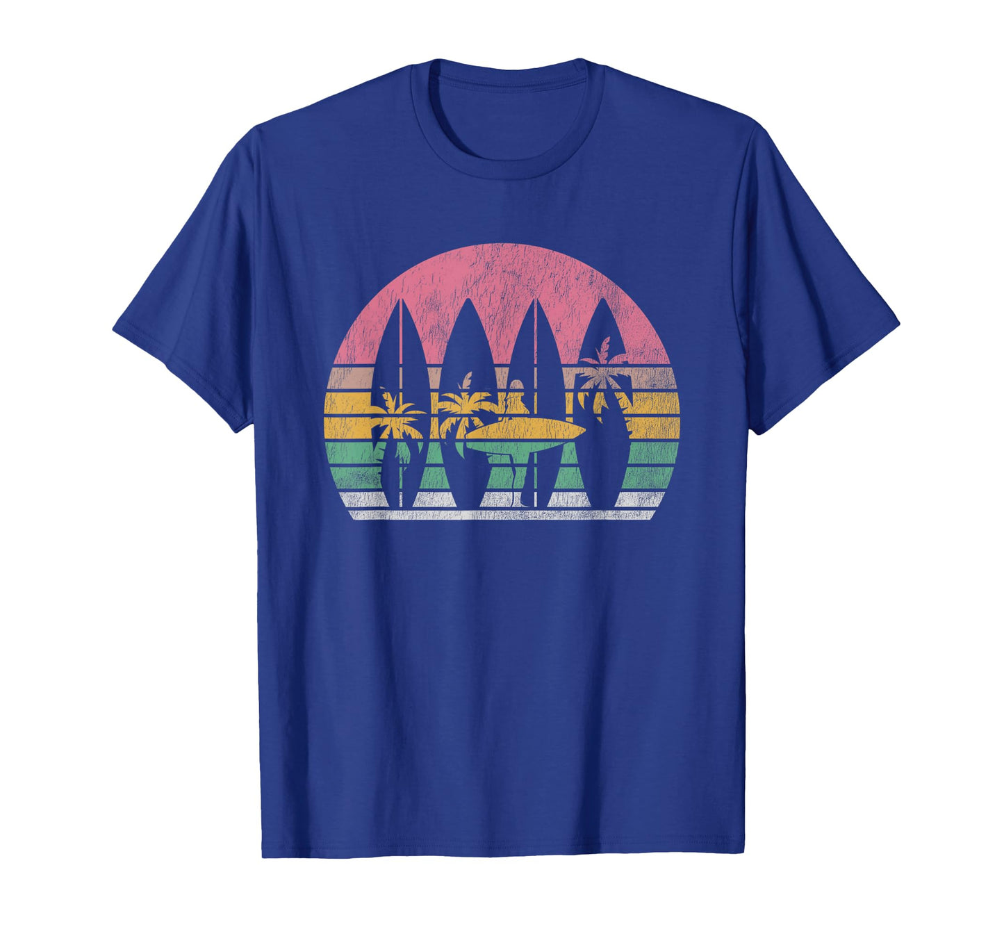 Surfboard Palms Tropical Beach Sunset T-Shirt