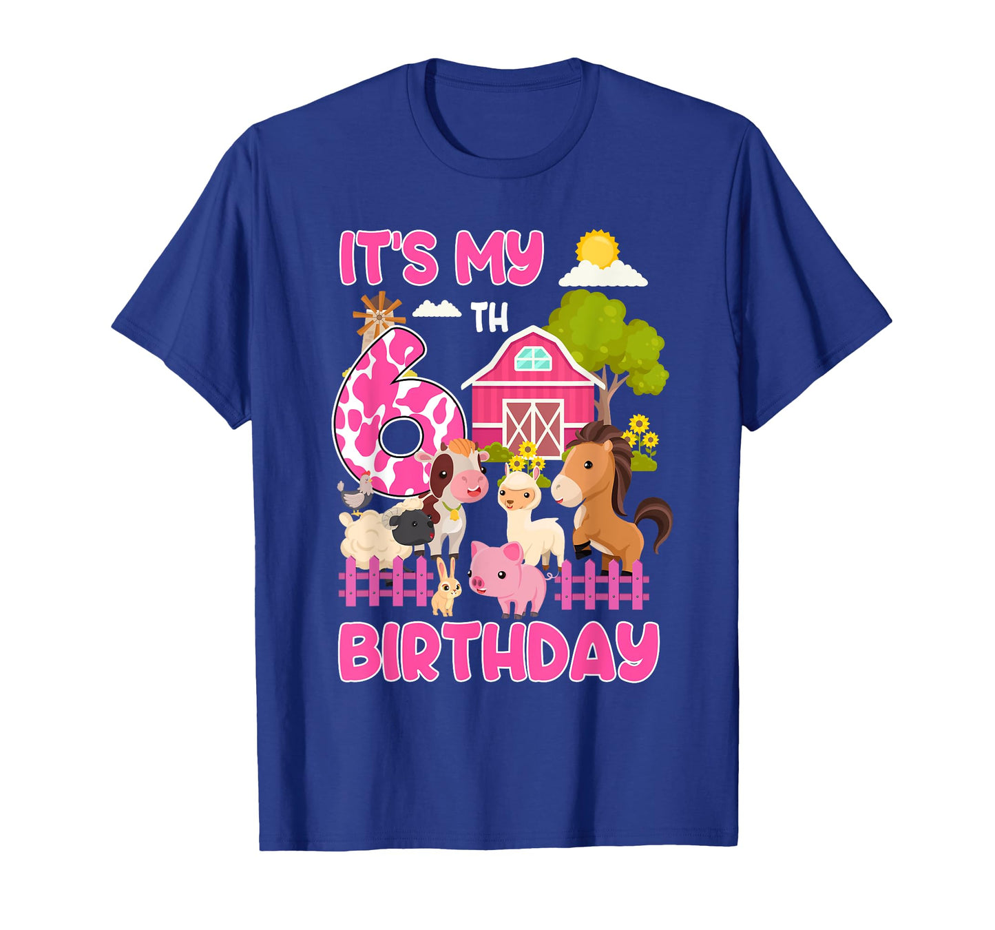 It’s My 6th Birthday Farm Animals 6 Year Old Girl Party T-Shirt