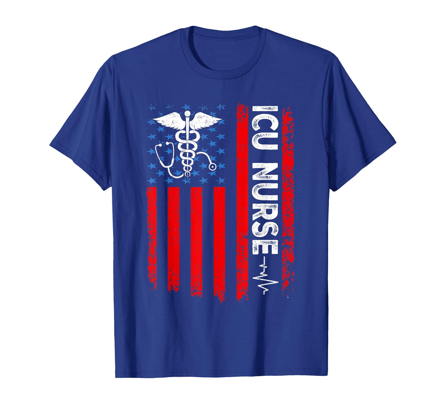 ICU Nurse American Flag Patriotic Intensive Care Unit Nurse T-Shirt