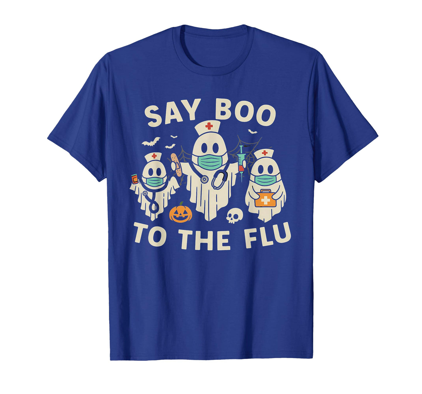 Nurse Halloween Ghost Crew Vaccine Say Boo to The flu T-Shirt