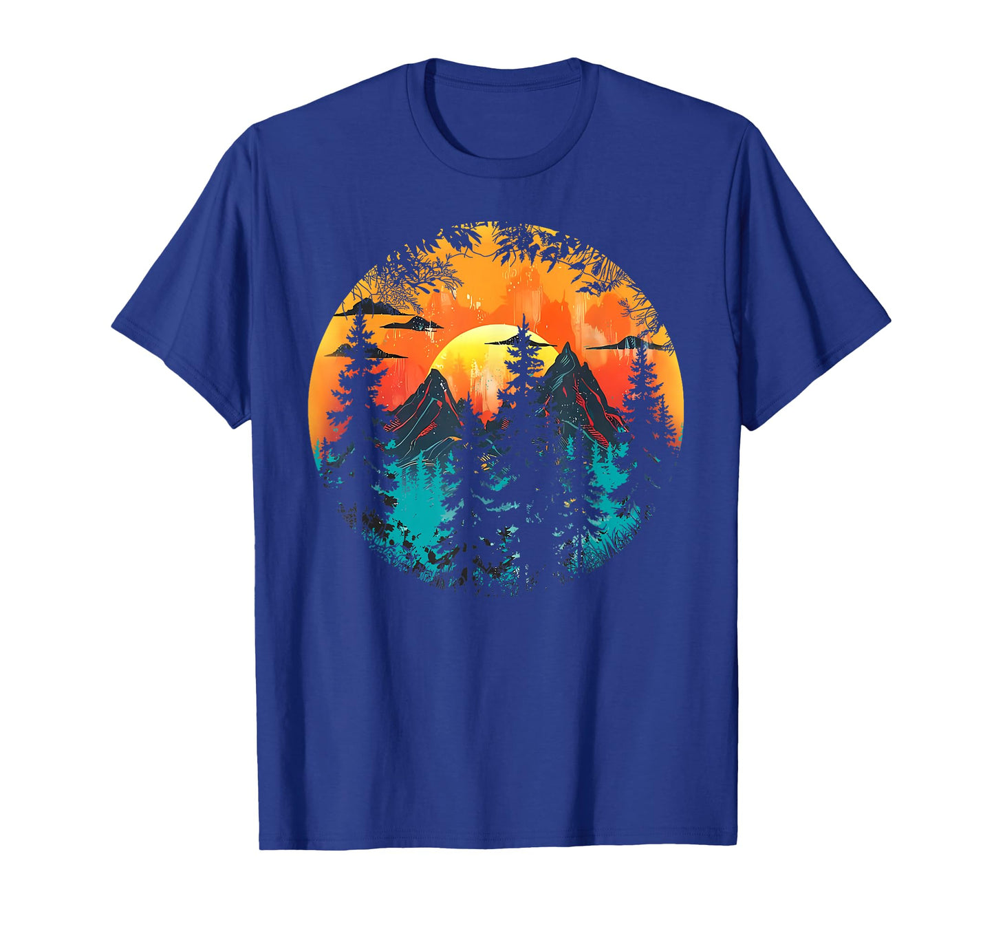 Retro Forest Mountain Vintage Trees Wildlife Nature Lover T-Shirt