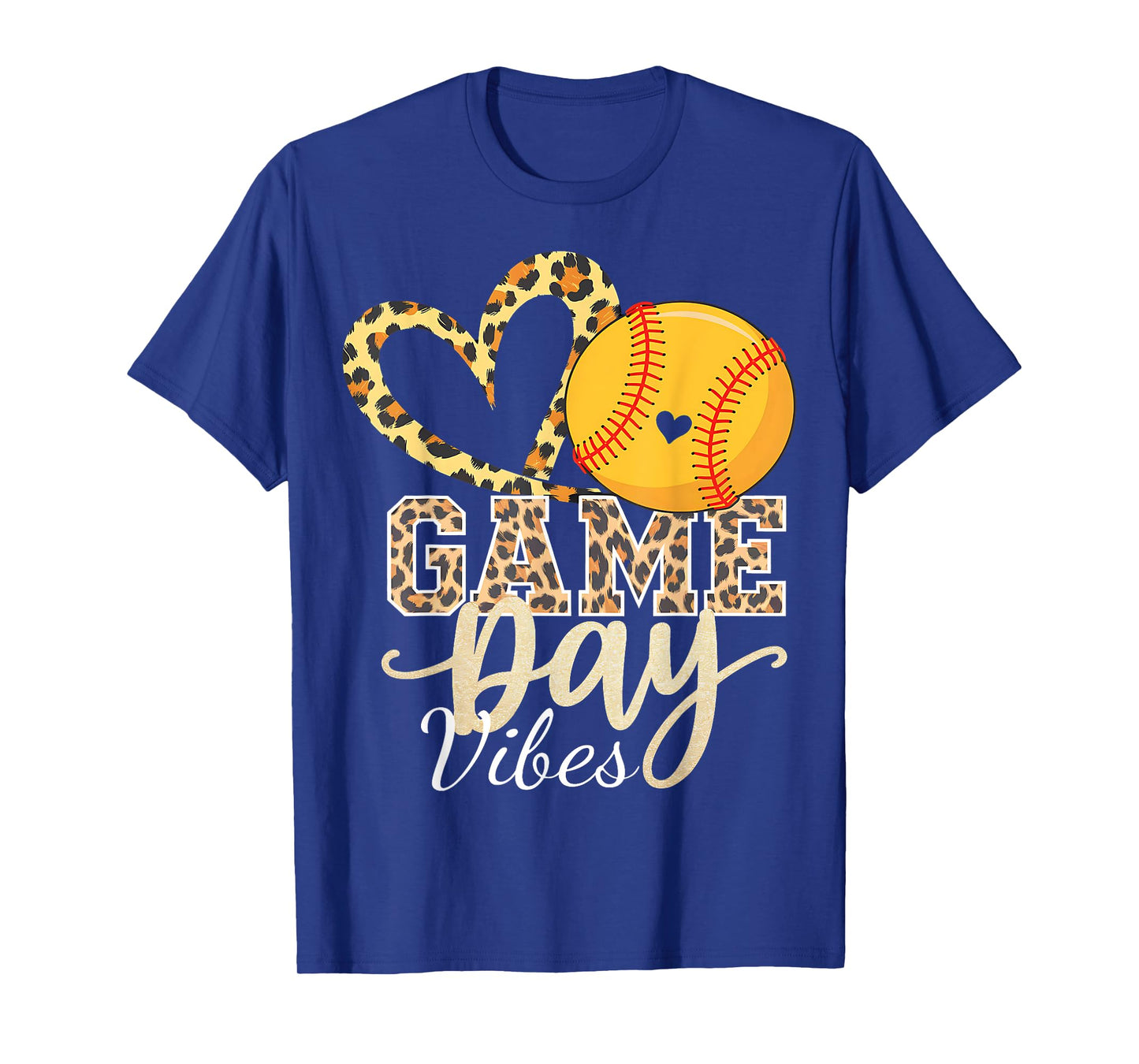 Bleached Softball Game Day Vibes Leopard Heart Headband Mom T-Shirt