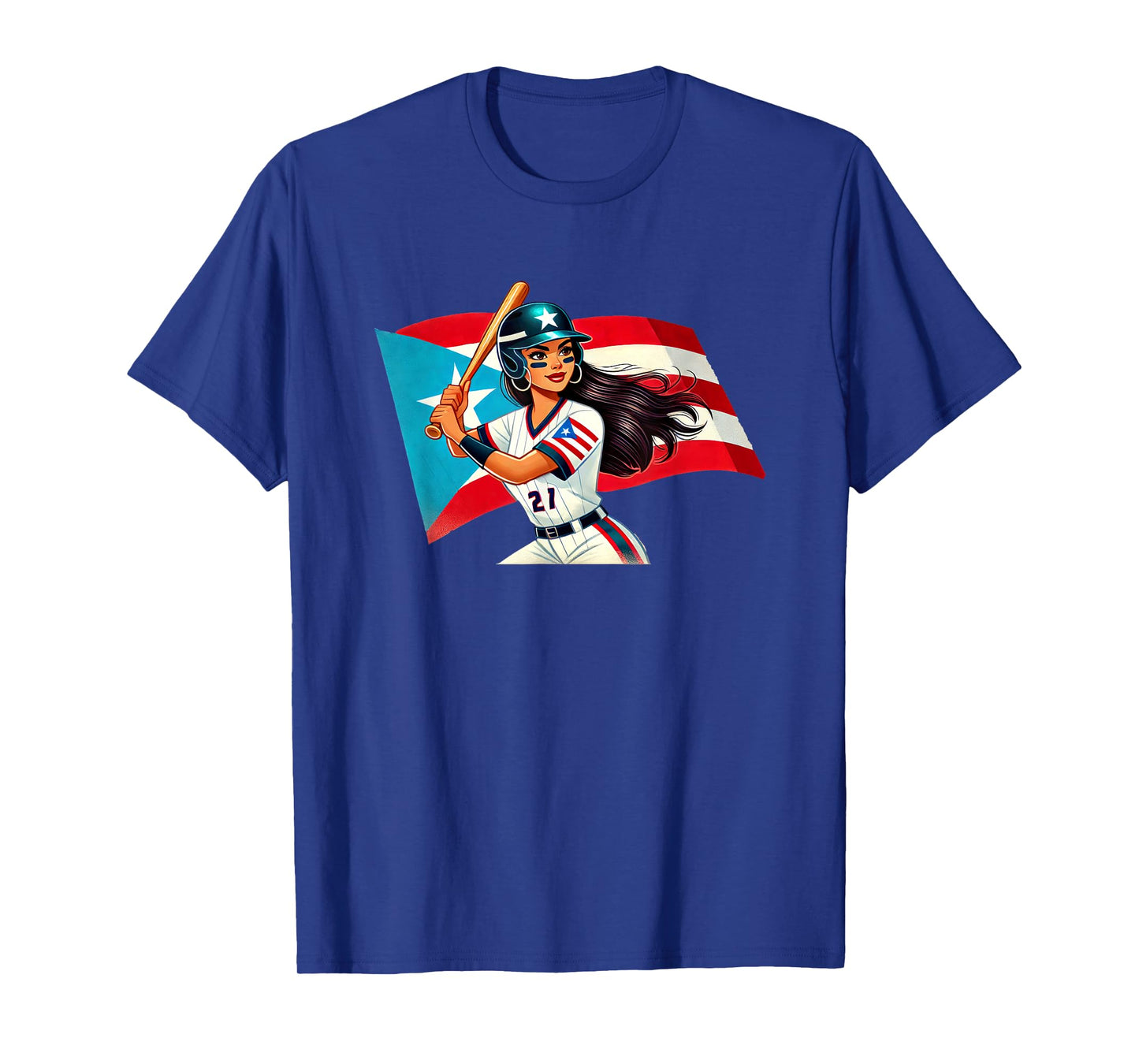 Puerto Rico Softball Womens Baseball Boricua Flag Bat Helmet T-Shirt