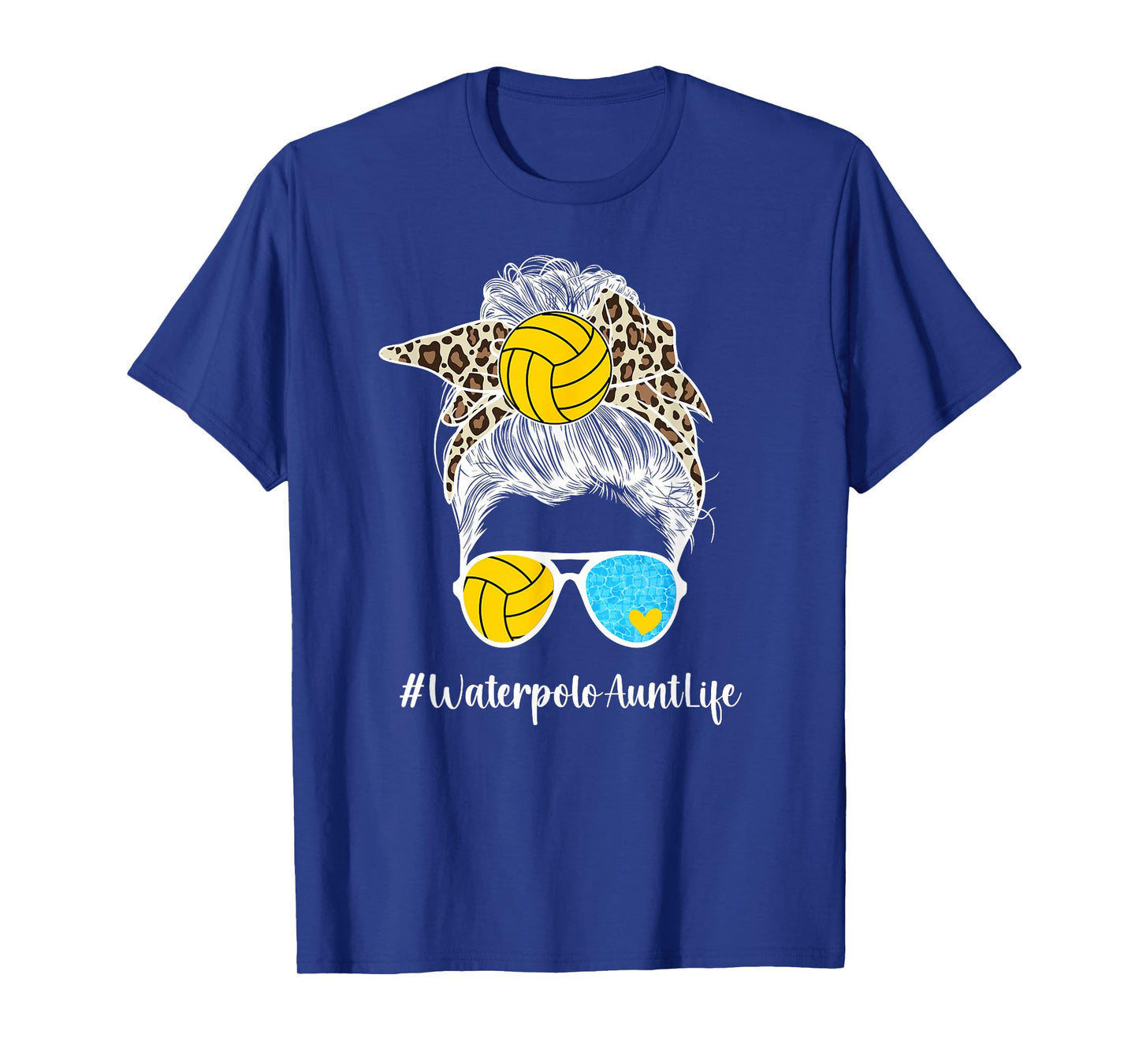 Water Polo Aunt Life Water Polo Player Auntie Messy Bun T-Shirt