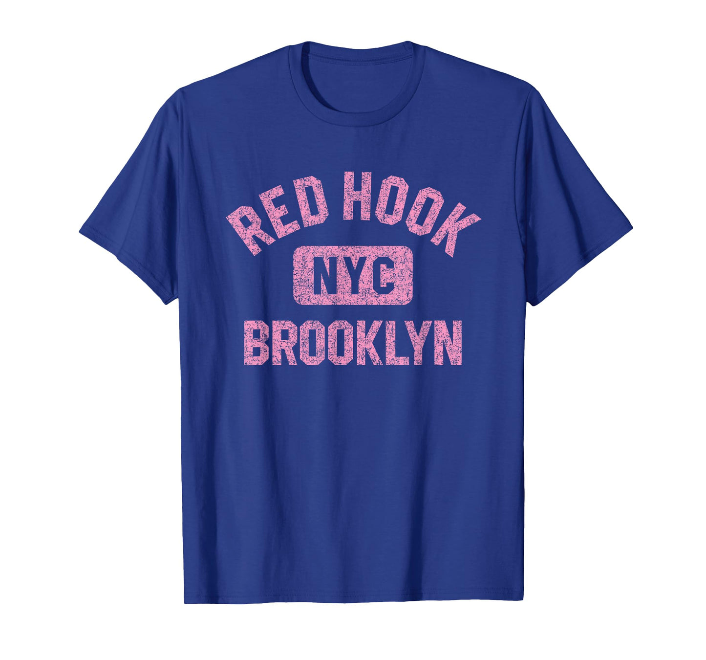 Red Hook Brooklyn NYC Gym Style Distressed Pink Print T-Shirt
