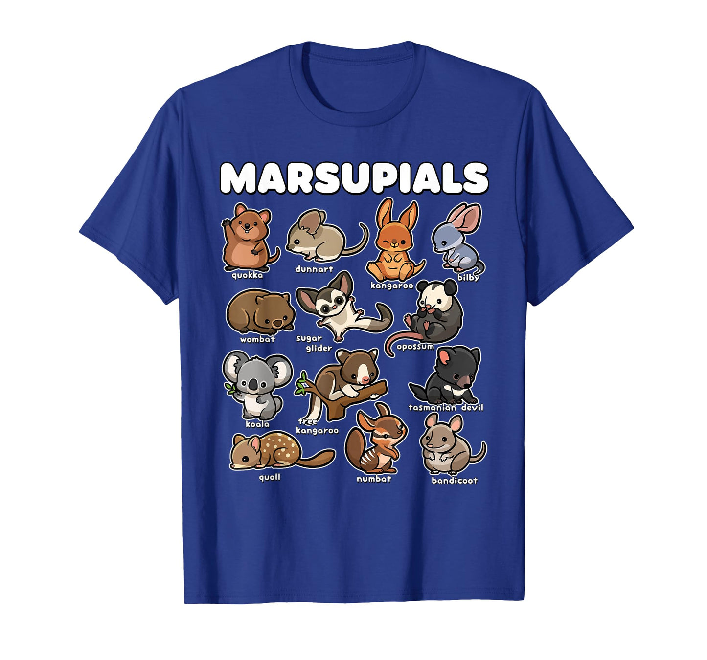 Cute Marsupials Animal Collection Funny Cartoon Wildlife Art T-Shirt