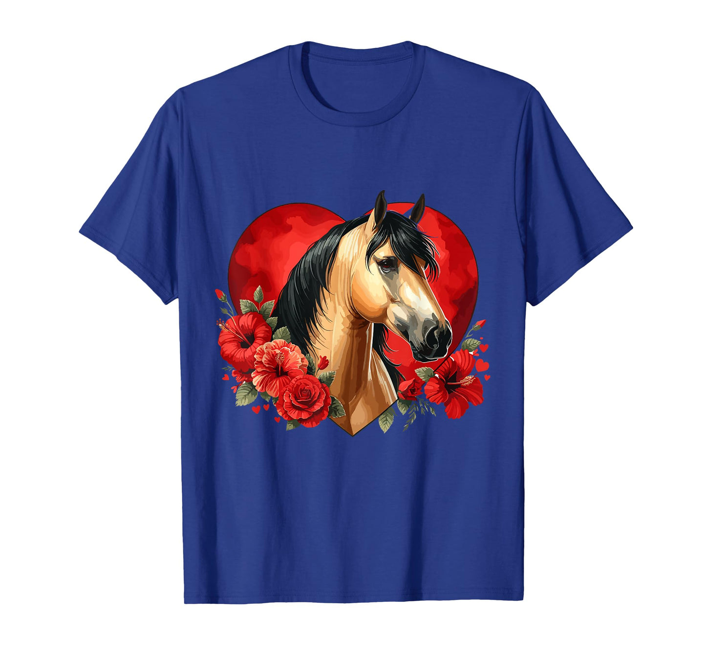 My Horse Is My Valentine Buckskin Horse Hibiscus & Heart T-Shirt