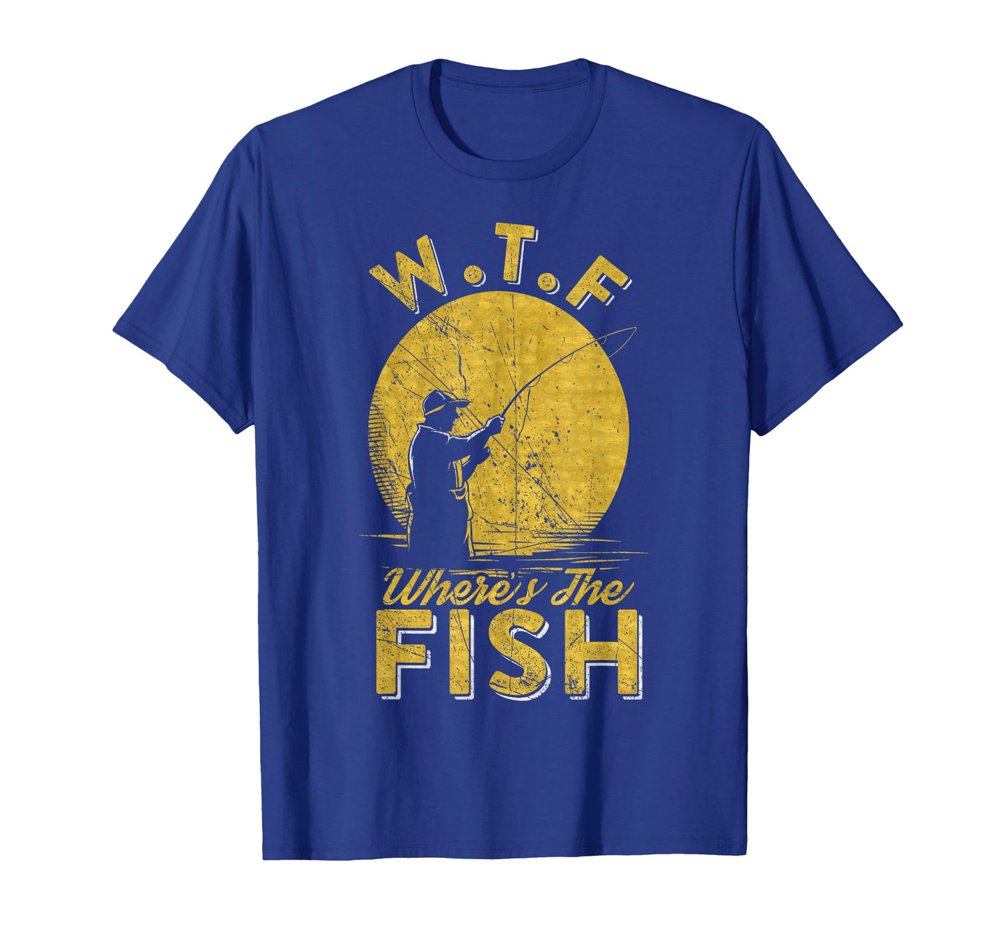 Vintage W.T.F Wheres The Fish, Fisherman, Fishing Lover T-Shirt
