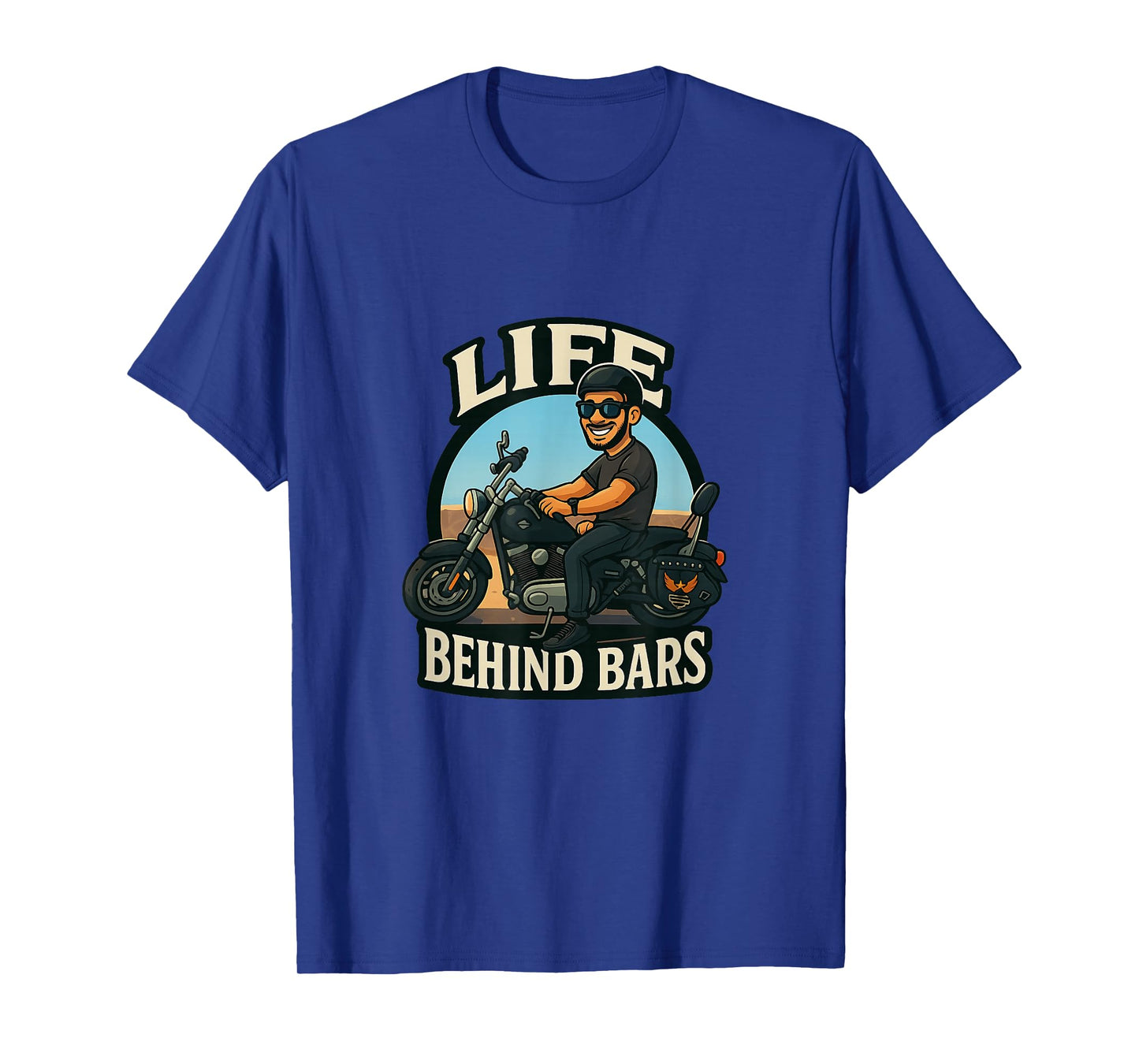 Life Behind Bars Funny Motorcycle Rider Biker Cartoon T-Shirt