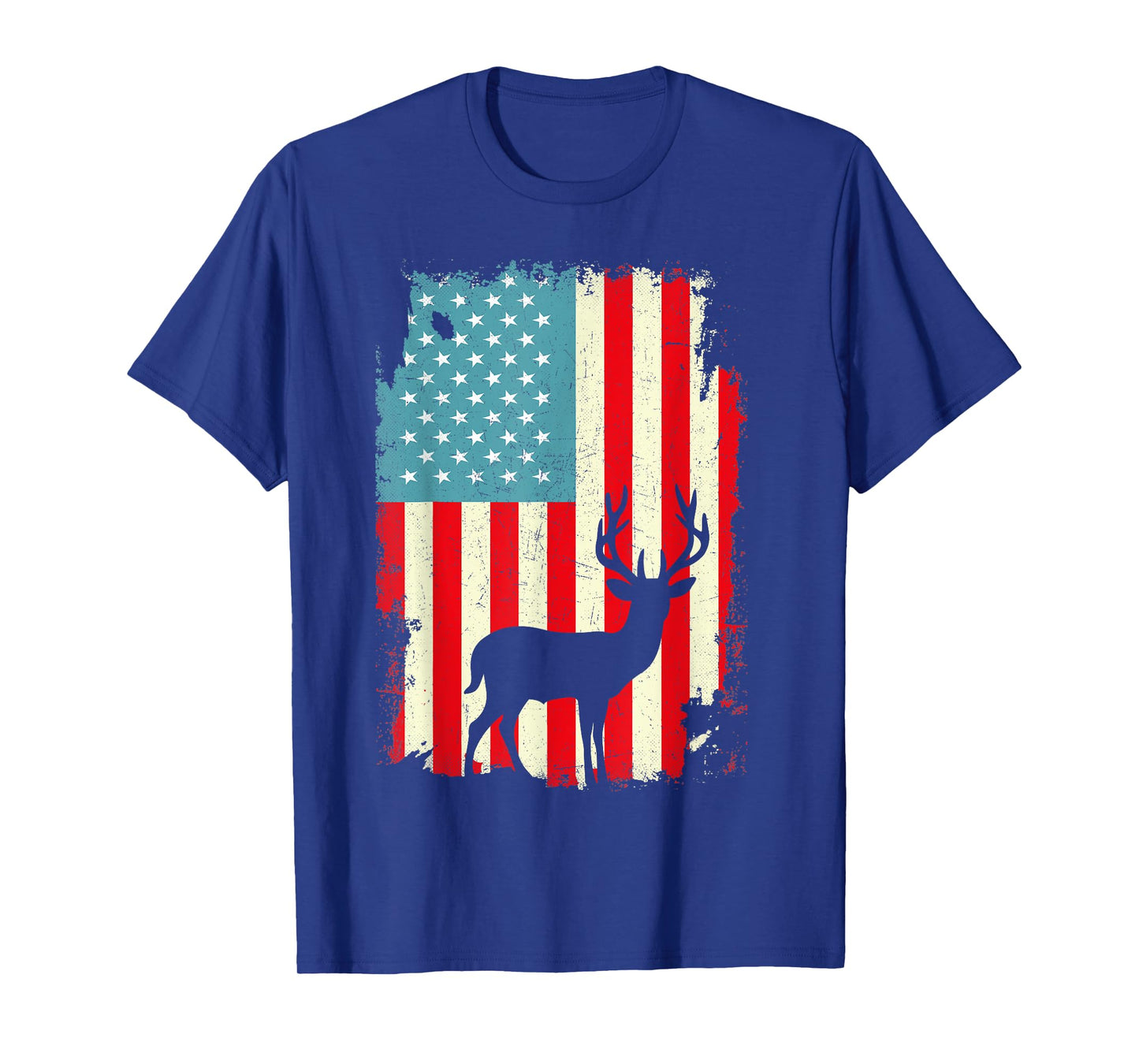 Patriotic Deer Hunting Whitetail Buck USA Flag 4th Of July T-Shirt for Women Men