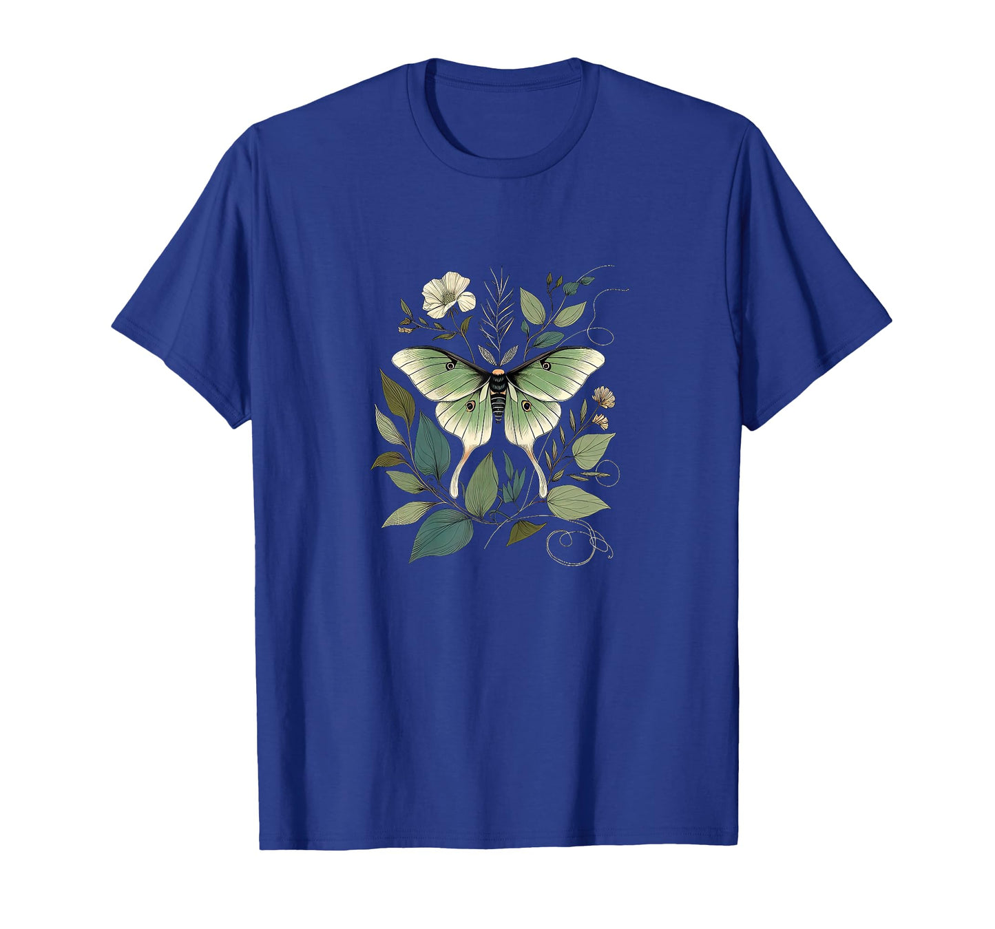 Women's Luna Moth With Moonflower Vine Artisan Boho Fashion T-Shirt
