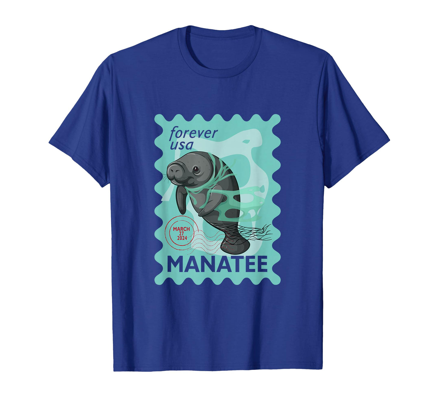 Manatee Stamp Wildlife Animal Manatee Lover Postal Worker T-Shirt