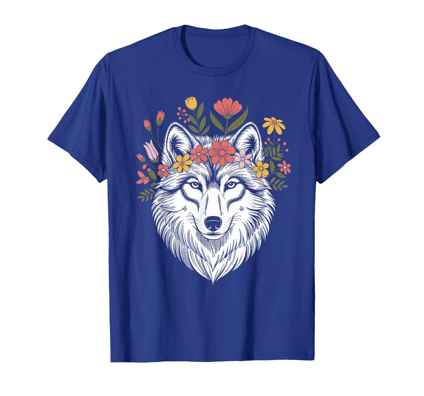 Floral Wolf Wildlife Men Women Nature Lovers T-Shirt