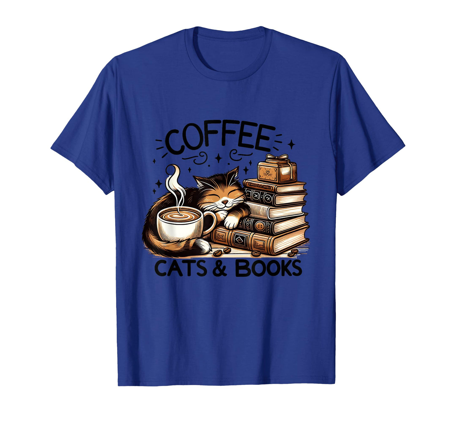 Funny Cute Coffee Cats Books Lover Gift Idea Women Men Kids T-Shirt