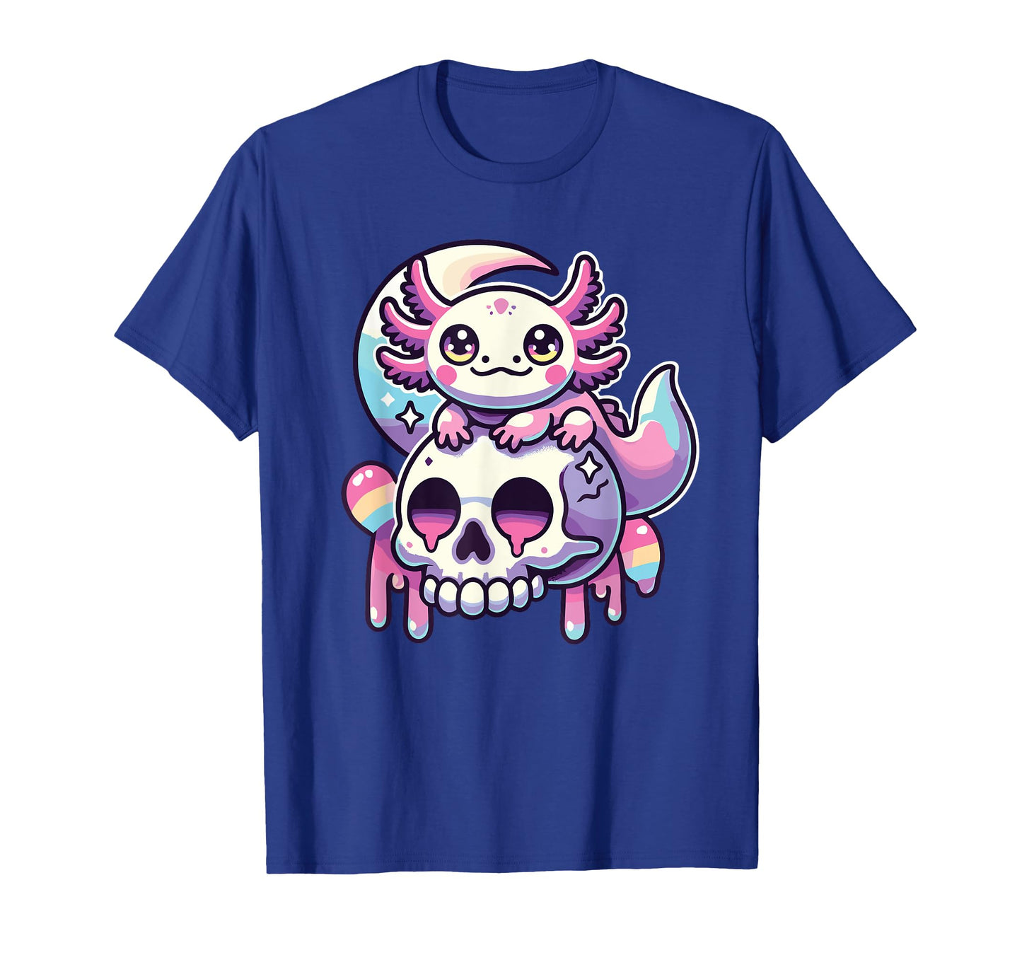 Kawaii Pastel Goth Cute Creepy Axolotl Bat Skeleton T-Shirt