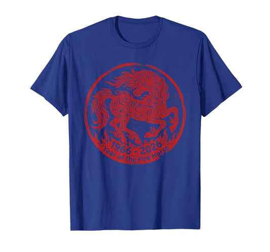 1966 2026 Year of The Fire Horse 60th Birthday Zodiac T-Shirt - T-Shirt | Royal