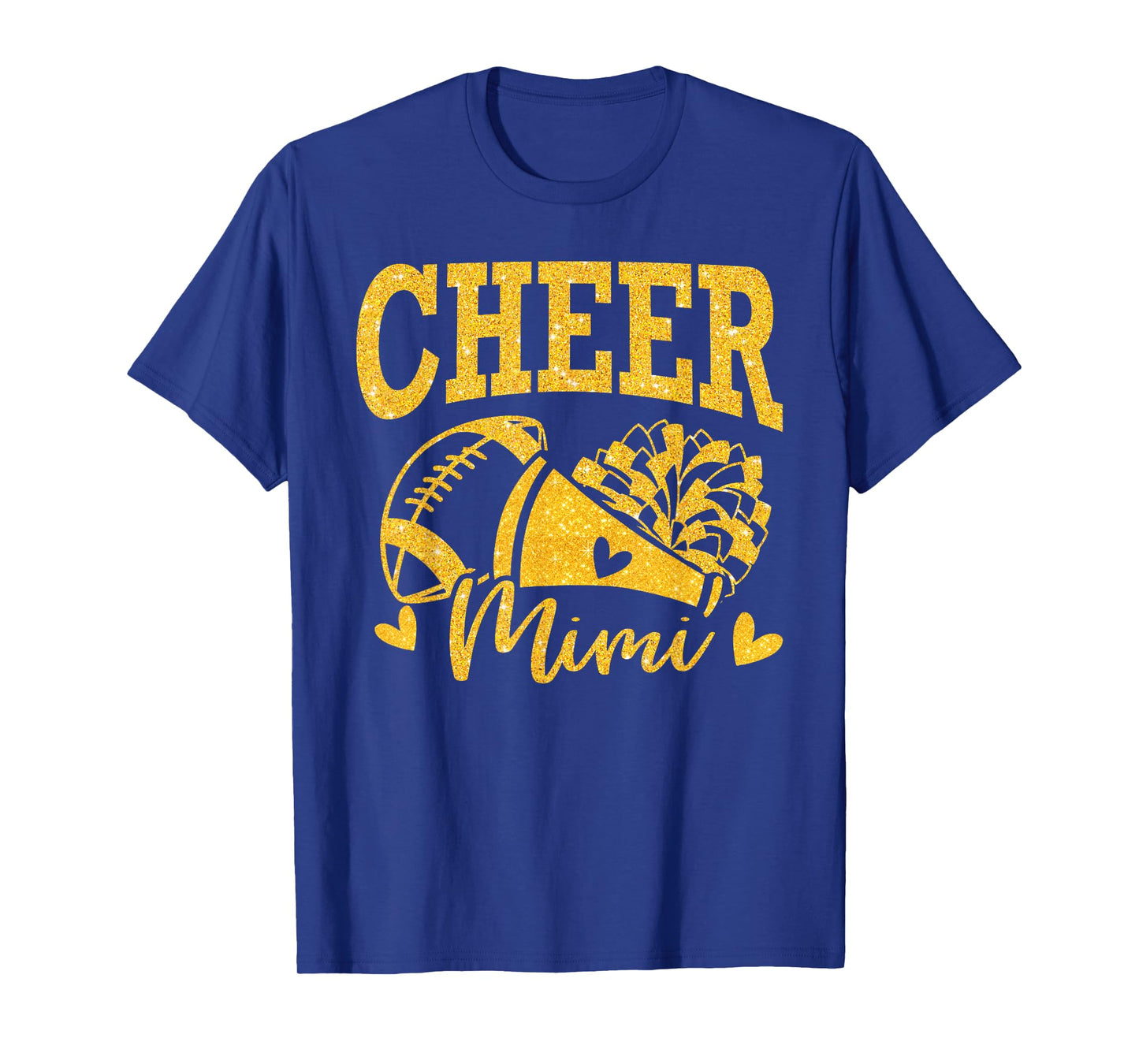 Cheer Mimi Biggest Fan Black Gold Pom Pom Mothers Day T-Shirt