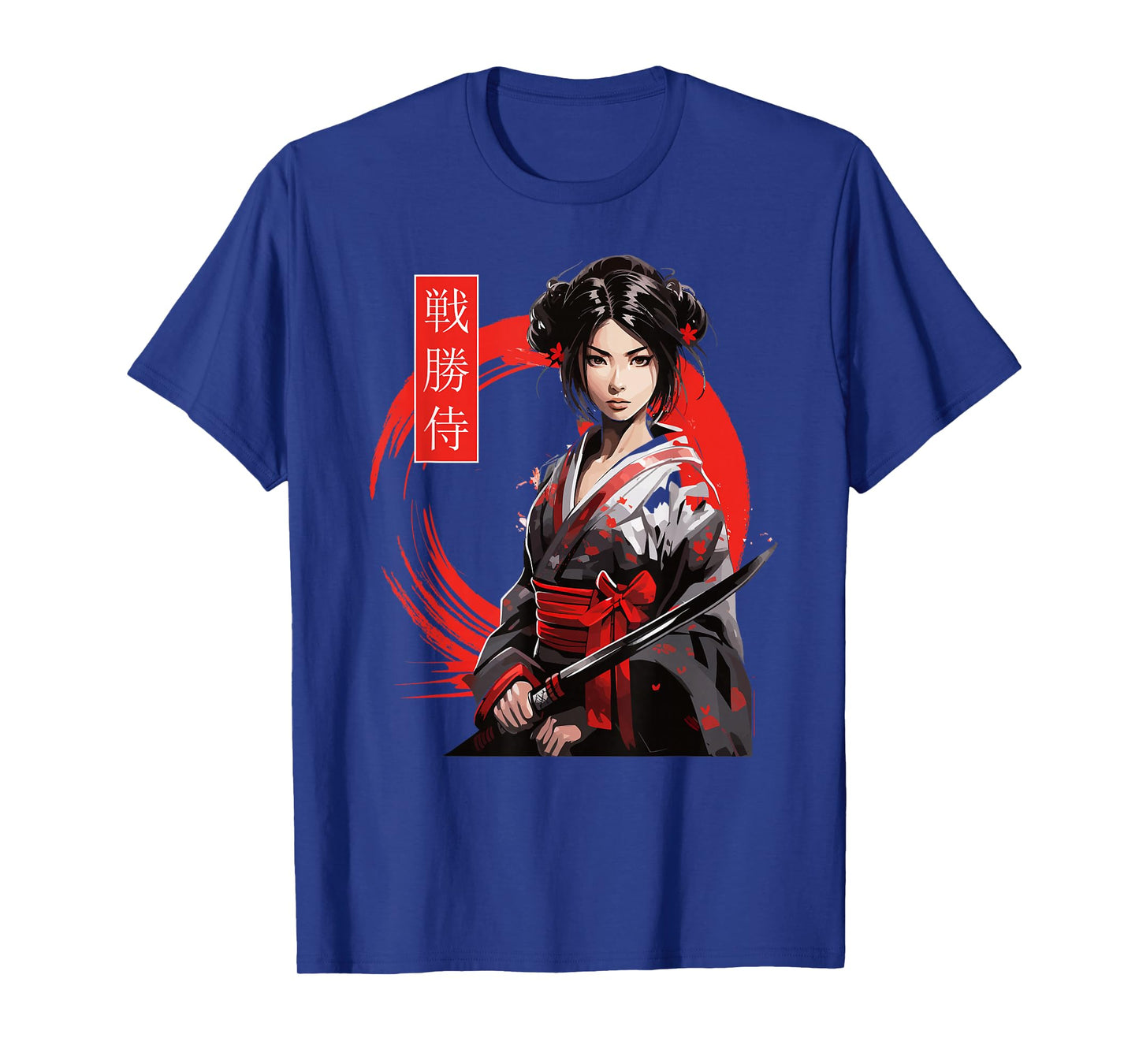 Japanese Samurai Girl Tee Cherry Blossom Woodblock Art Print T-Shirt