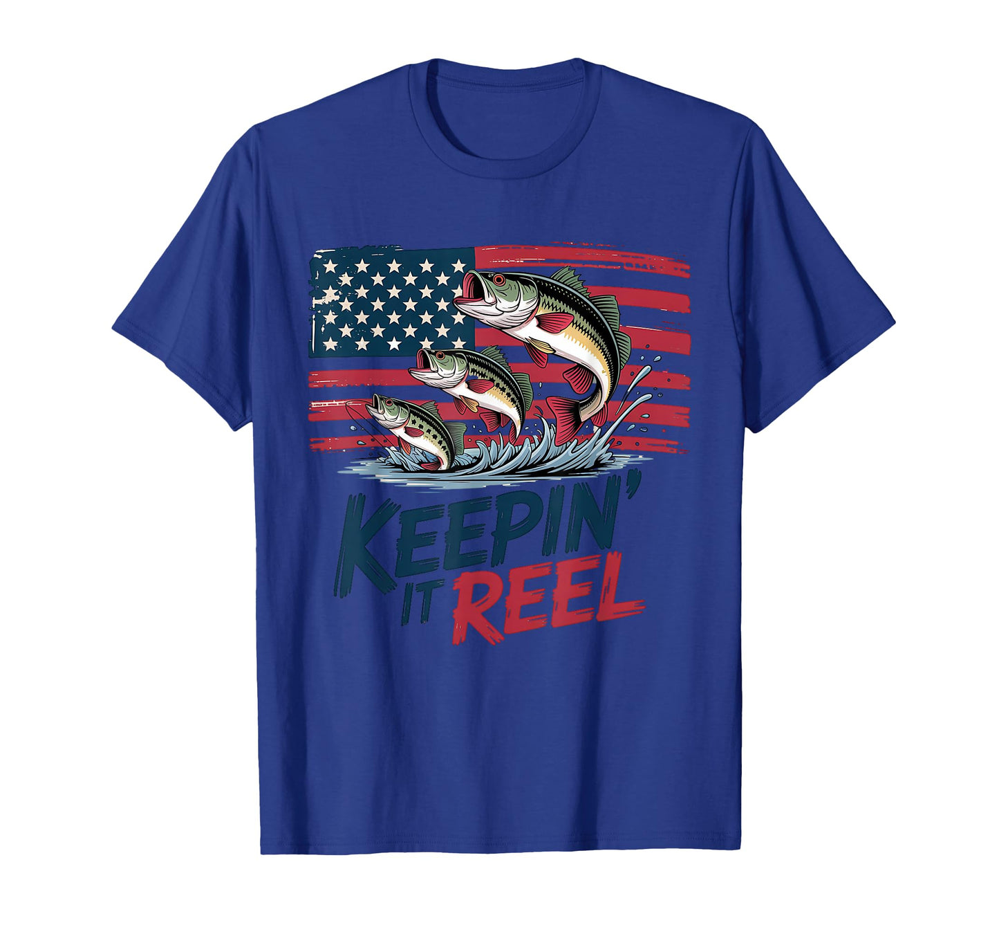 Keepin It Reel Bass Fishing American Flag - Patriotic Angler T-Shirt
