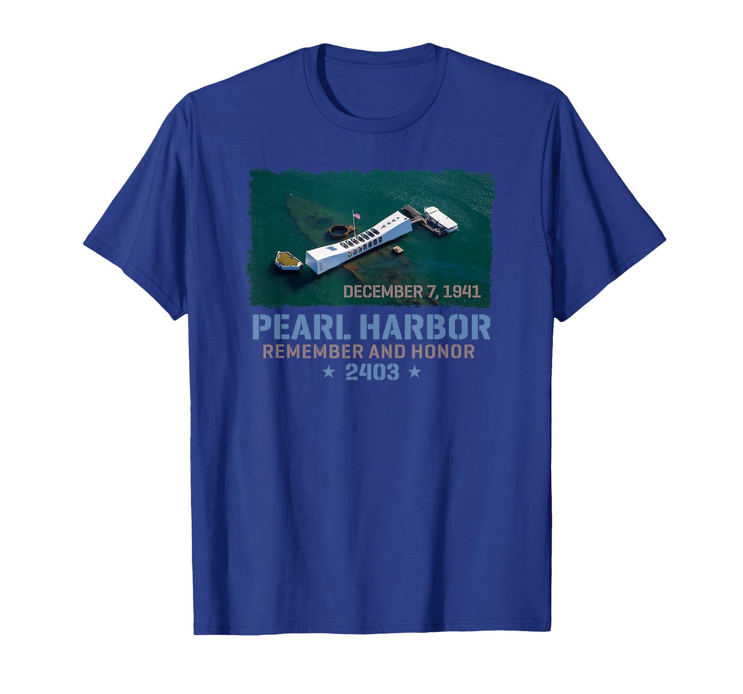 Pearl Harbor Remember and Honor USS Arizona Brush Print T-Shirt