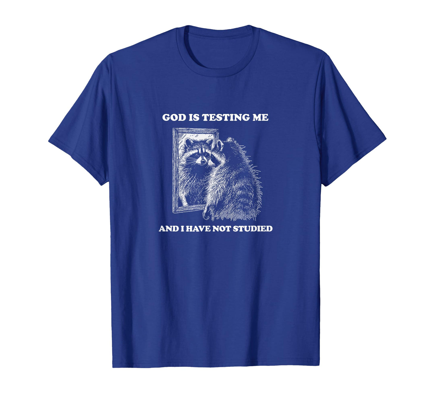 Raccoon, The Lord/ God Is Testing Me And I Have Not Studied T-Shirt