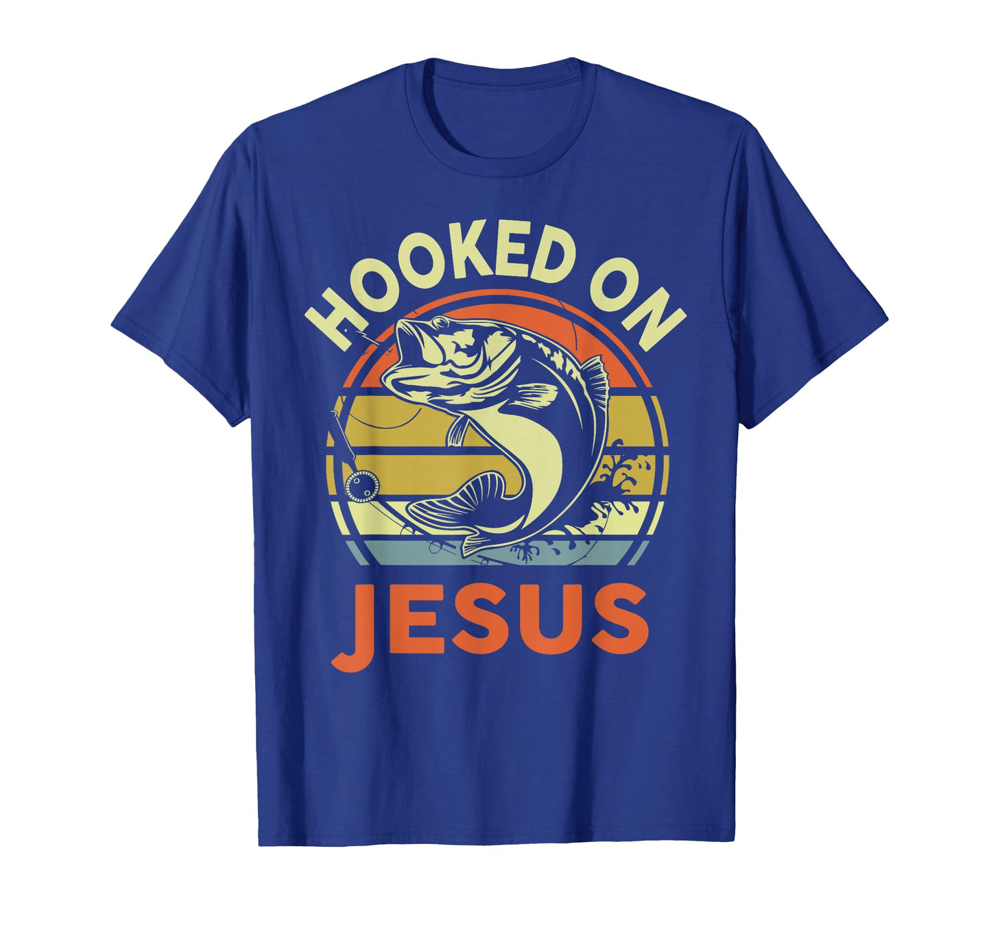 Hooked on Jesus Dad Fishing Gift Funny Fishing Christian T-Shirt