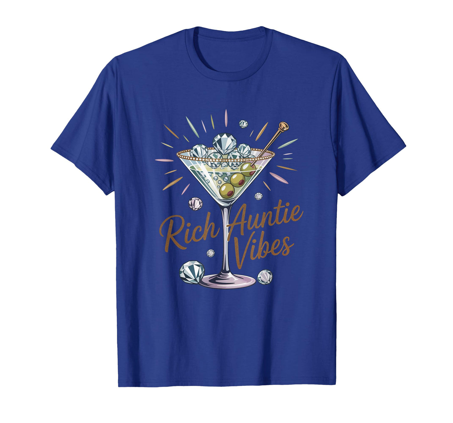 Rich Auntie Vibes Glam Funny Luxe Diamond Martini T-Shirt