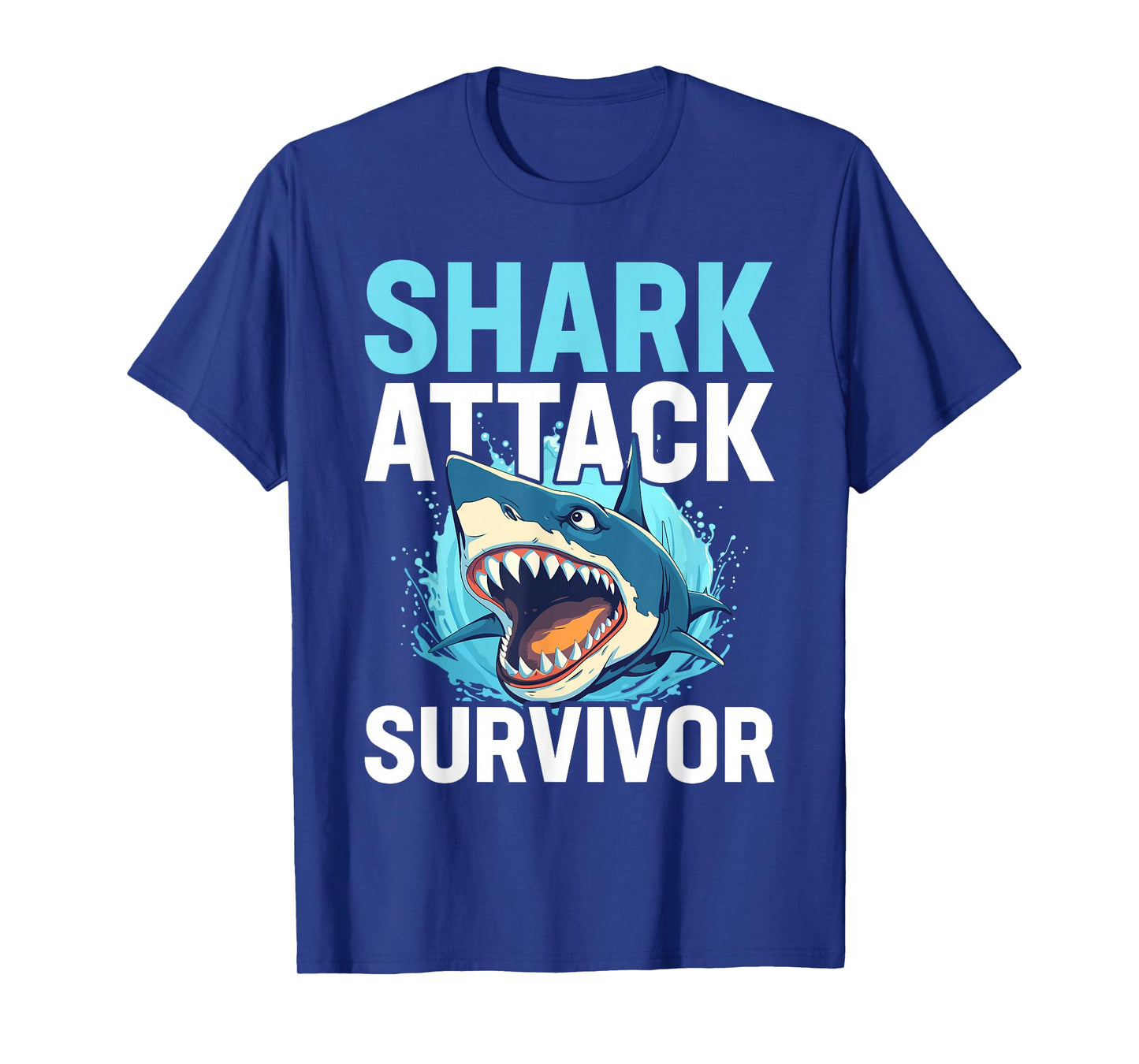 Shark Attack Survivor Men Women Shark Bite Vintage T-Shirt