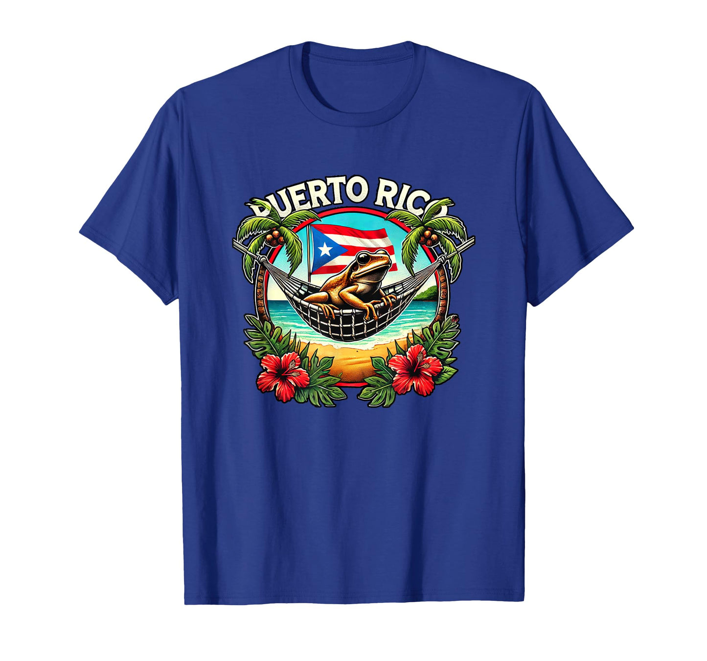 Puerto Rico Vacation Coqui Hammock Palm Trees Flowers Beach T-Shirt