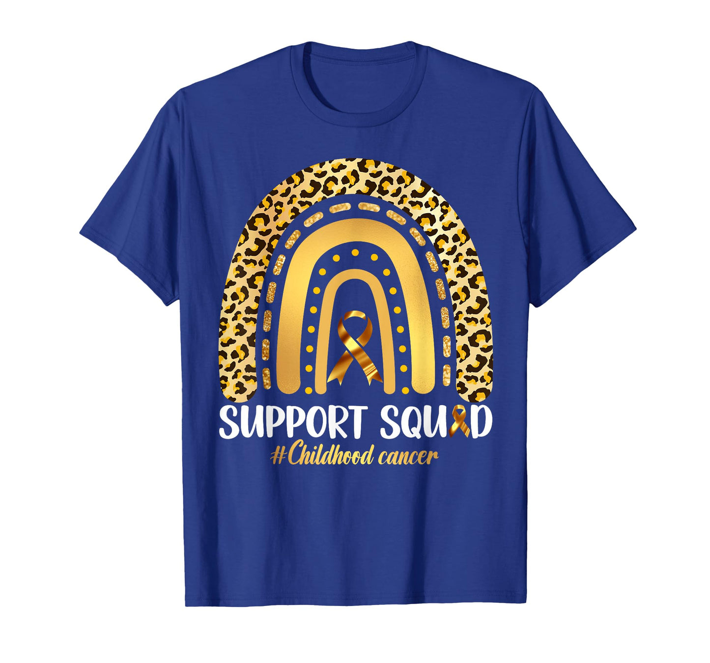 Support Squad Gold Ribbon Childhood Cancer Awareness Rainbow T-Shirt