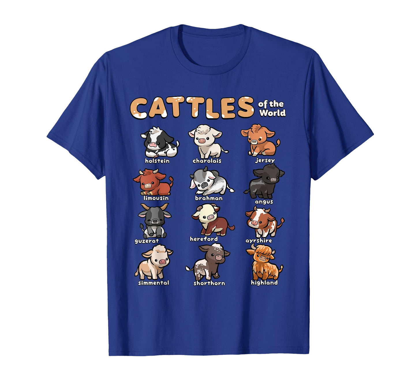 Cattles Animals of the World Cattle Farmer Rancher Cow Lover T-Shirt