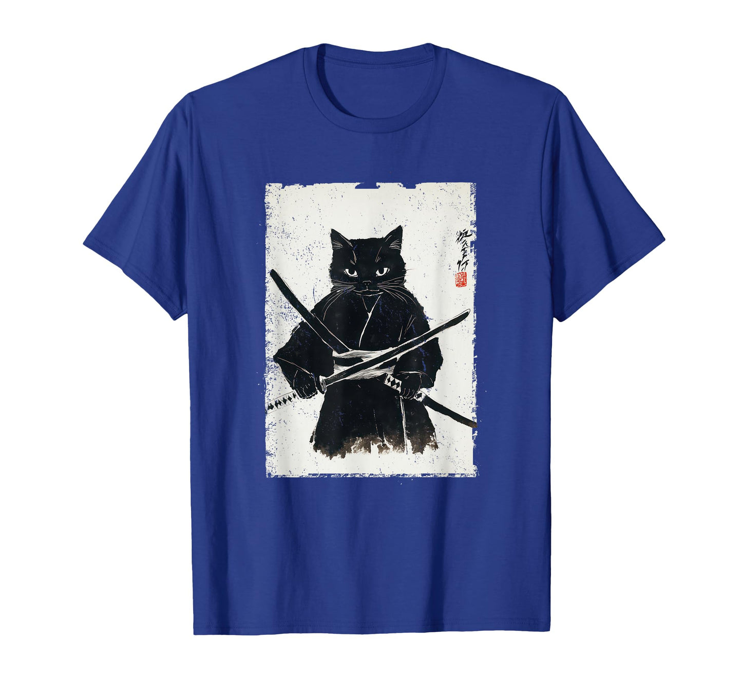 Vintage Samurai Cat Graphic Art Japanese Ukiyo-e T-Shirt