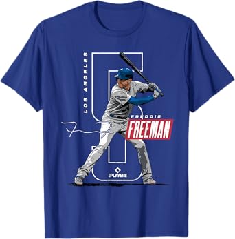 License Champs Freddie Freeman | Los Angeles Baseball Players | MLBFRE3002 T-Shirt, Small, Blue