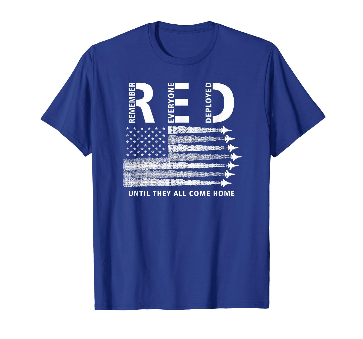 RED American Flag Remember Everyone Deployed Military T-Shirt