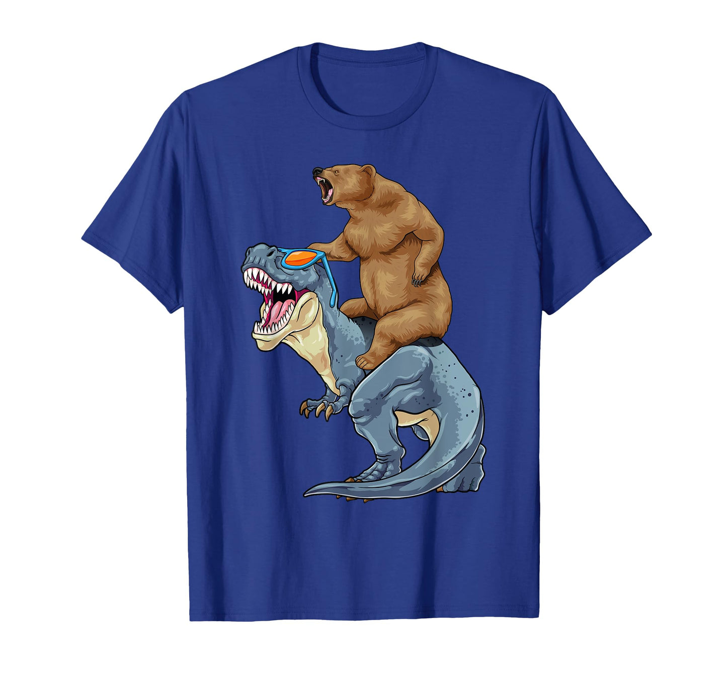 Grizzly Bear Riding Dinosaur Shirt Bear T-Rex Dino Boys Kids T-Shirt