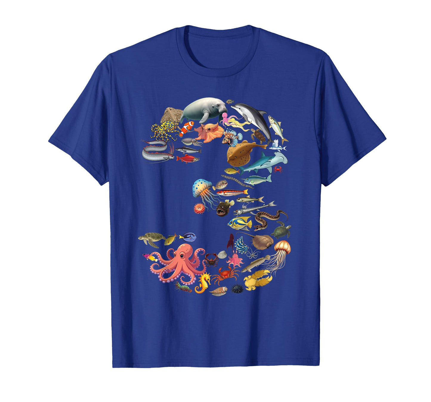 3 Years Old 3rd Birthday Sea Ocean Animals Figures Number 3 T-Shirt