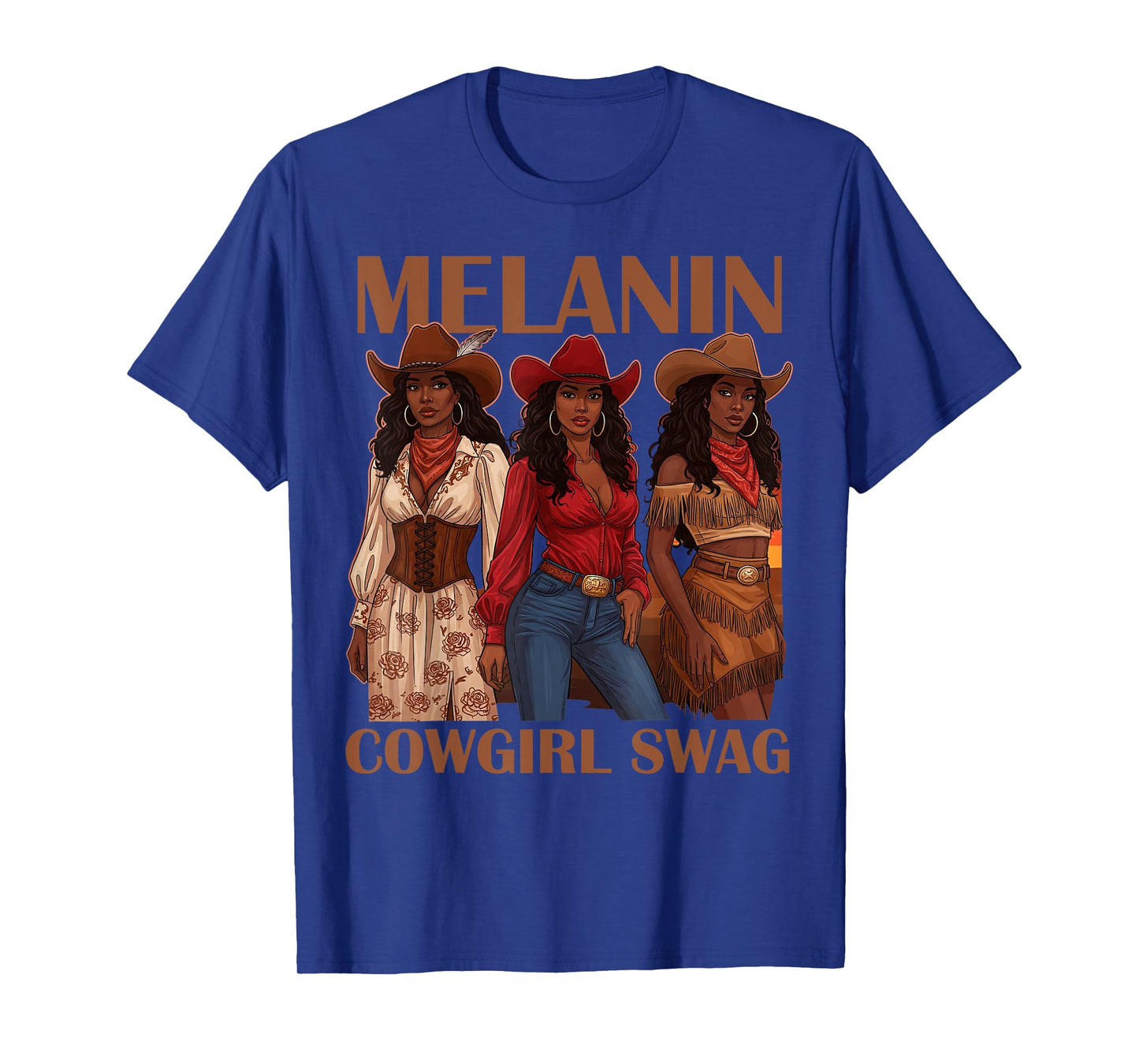 Let's Go Girls Retro Western Country Melanin Cowgirl Swag T-Shirt