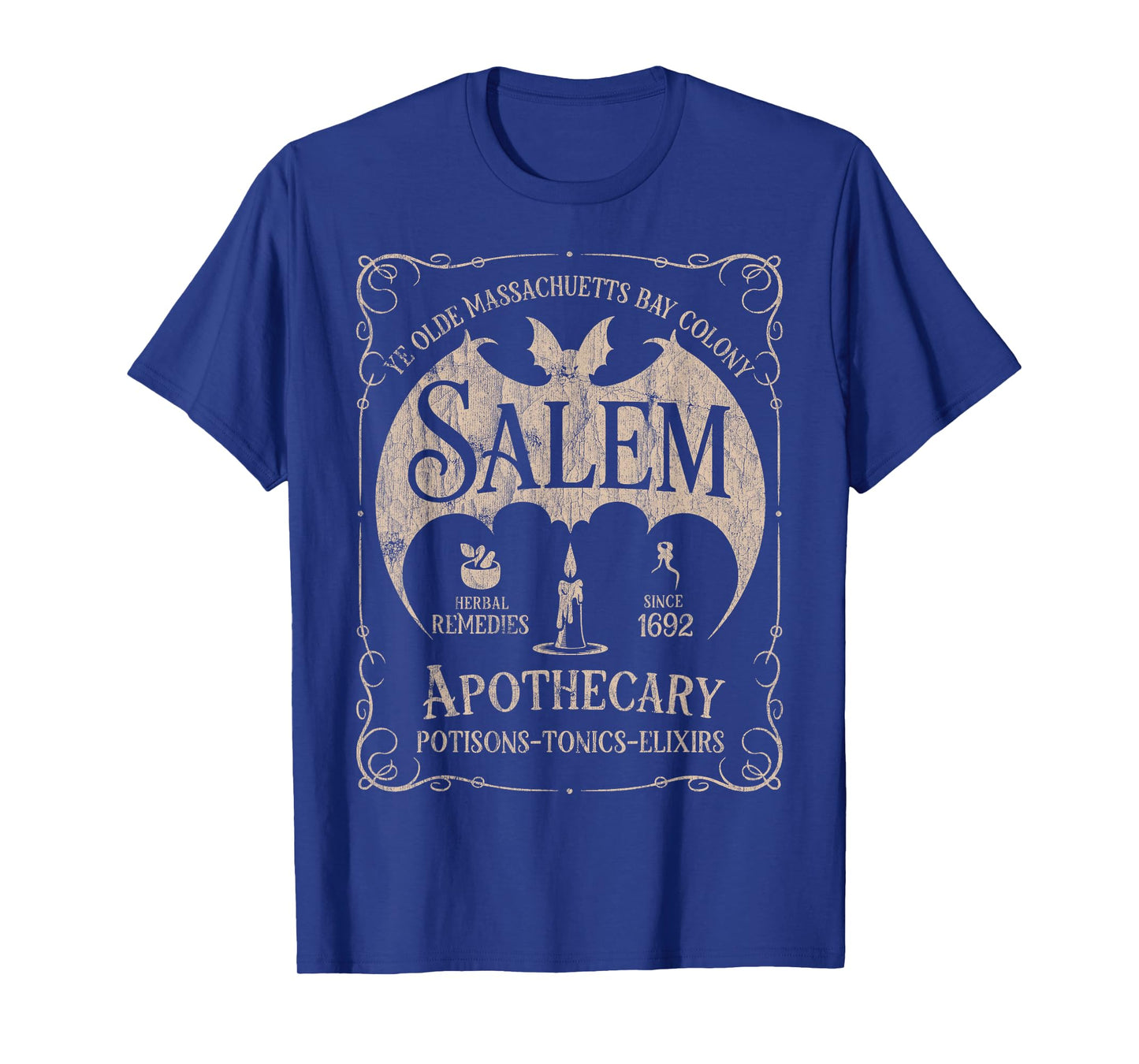 Salem 1692 Apothecary Medicines Herbal Witch Bat Beige T-Shirt