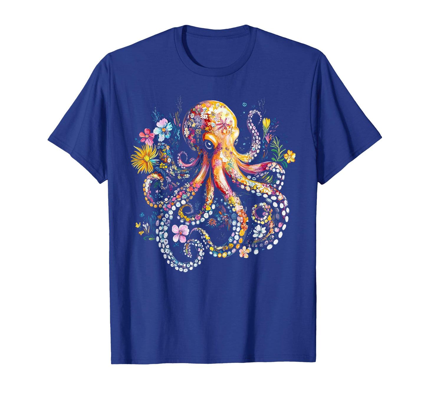Vintage Floral Octopus Marine Biologist Ocean Sea Animal T-Shirt