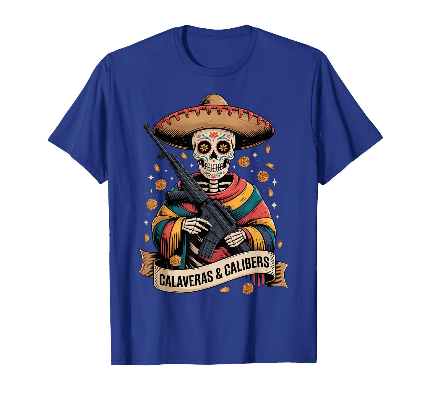 Retro Vintage Pro Gun - Funny Mexican Dia de Los Muertos T-Shirt