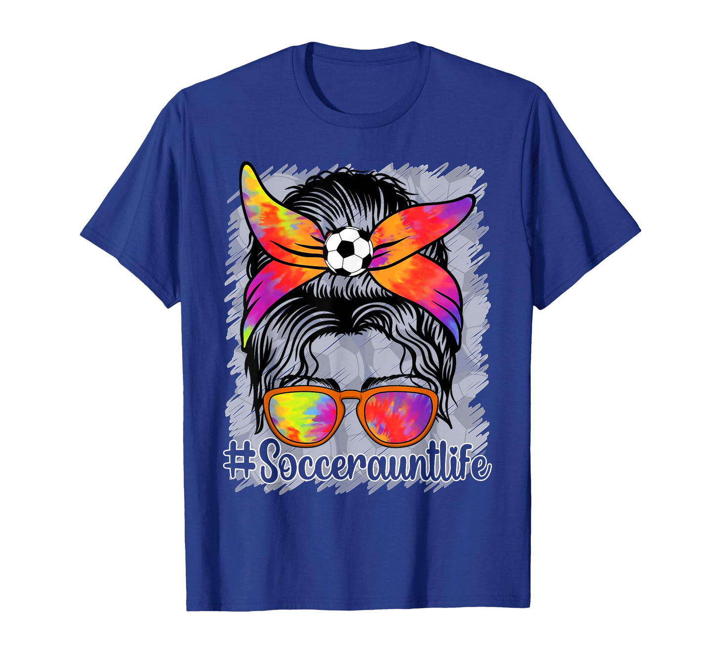Soccer Aunt Life Messy Bun Proud Soccer Auntie T-Shirt