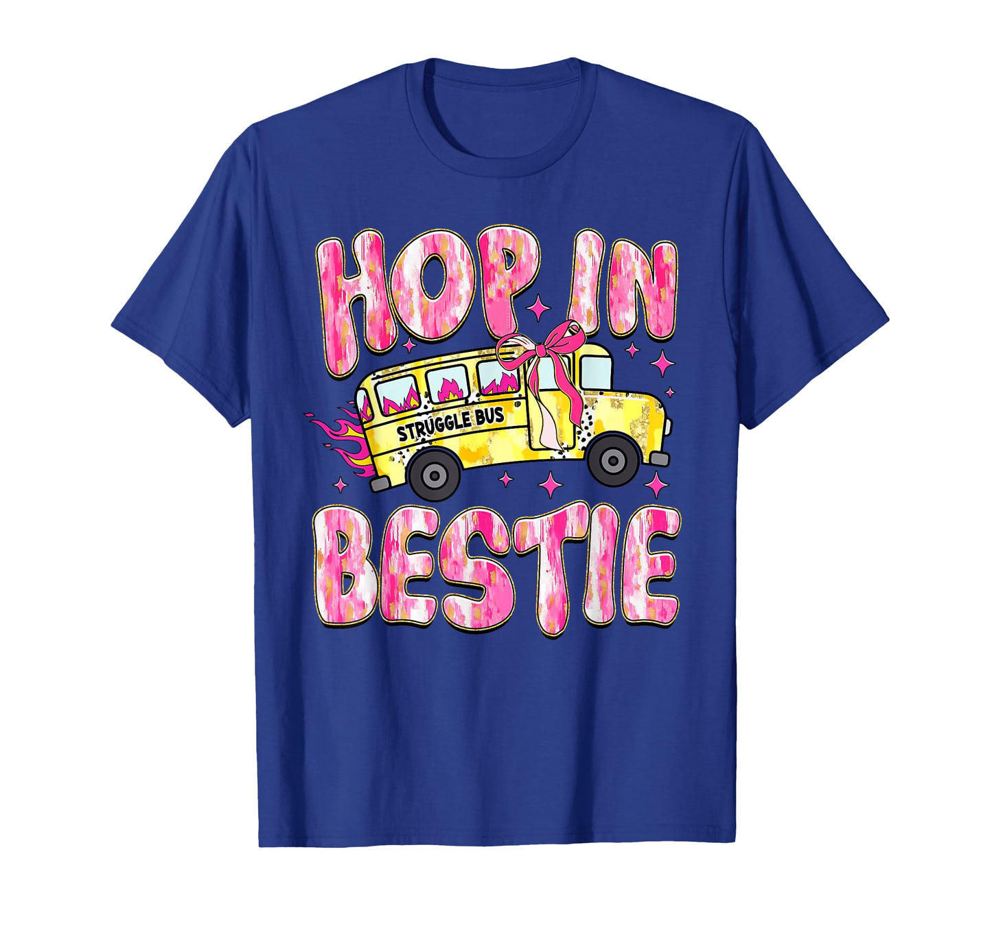 Hop in Bestie Funny Struggle Bus Pink Coquette Bow T-Shirt