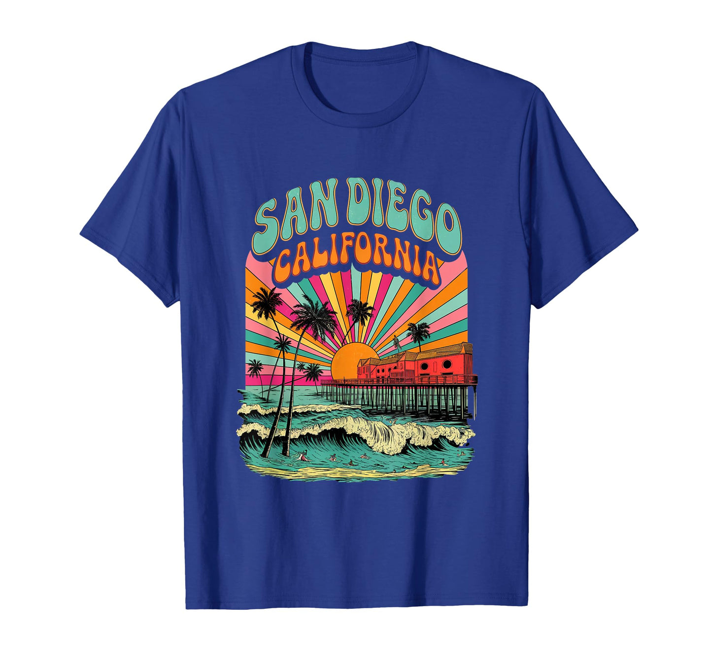 Retro San Diego California Sunset Skyline Coastal Vintage T-Shirt