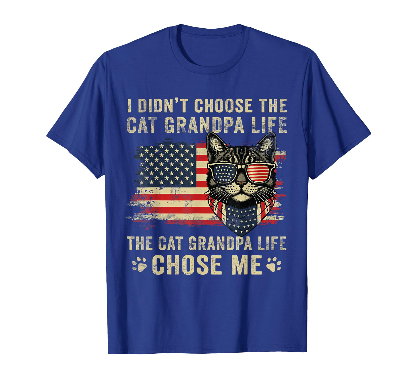 Cat Grandpa Life Father's Day For Cat Grandfather USA Flag T-Shirt for Men Women
