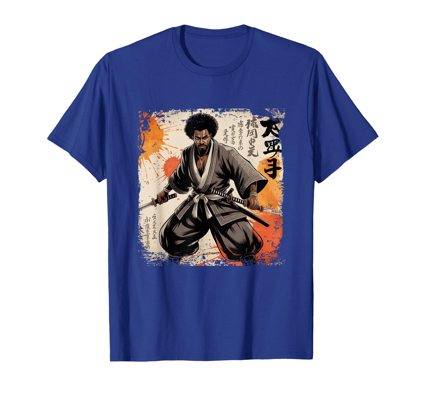 Vintage African Samurai Afro American Bushido Warrior Katana T-Shirt
