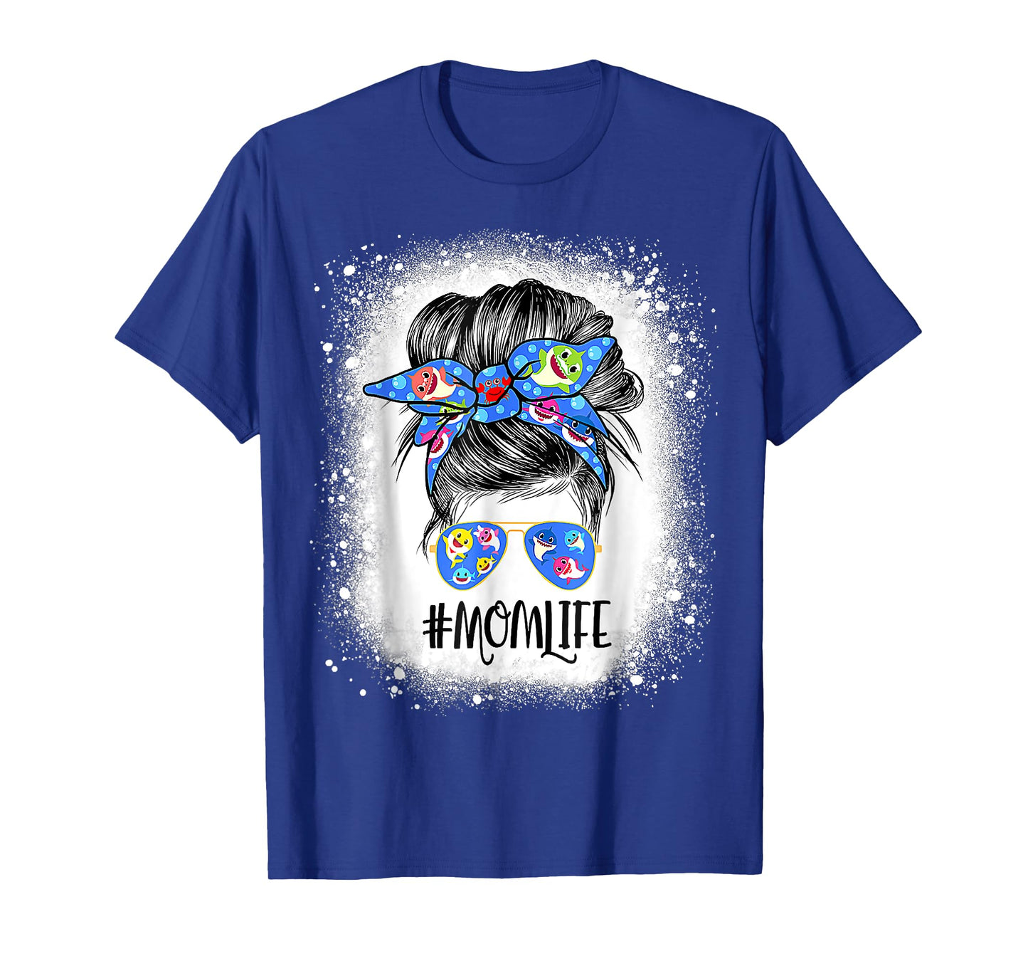 Mom Life Messy Bun Bleached Shark Mommy Mother's Day T-Shirt