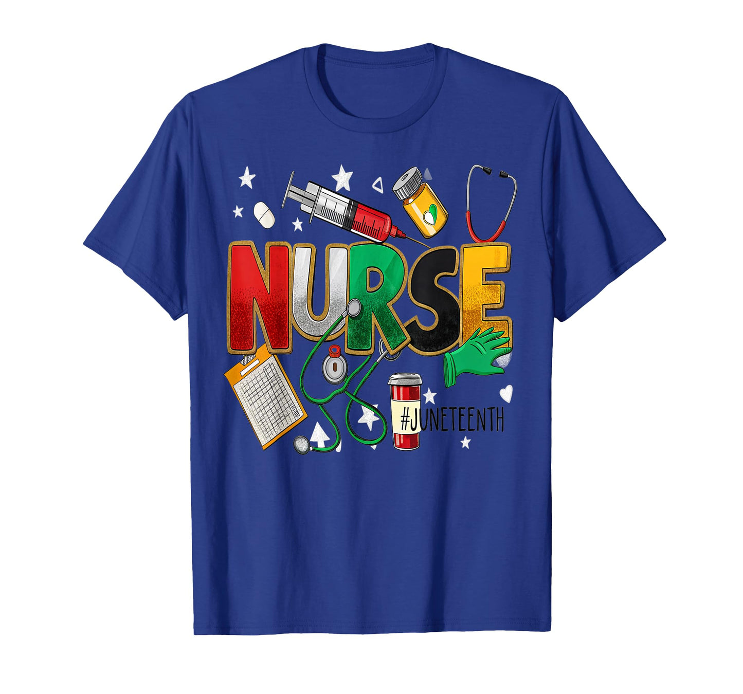 Juneteenth Nurse's Life Heart Stethoscope Nurse's Day T-Shirt